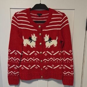 Talbots Scottie Dog Fair Isle Cardigan Sweater